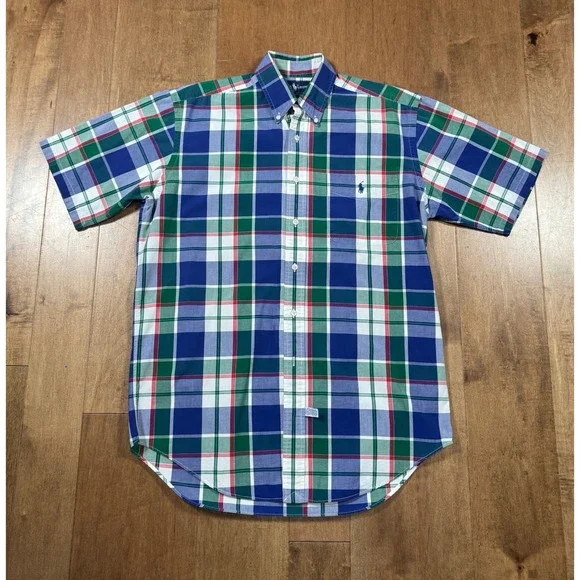 Polo Ralph Lauren Plaid‎ Classic Short Sleeve Button Up Mens S Vintage NWOT