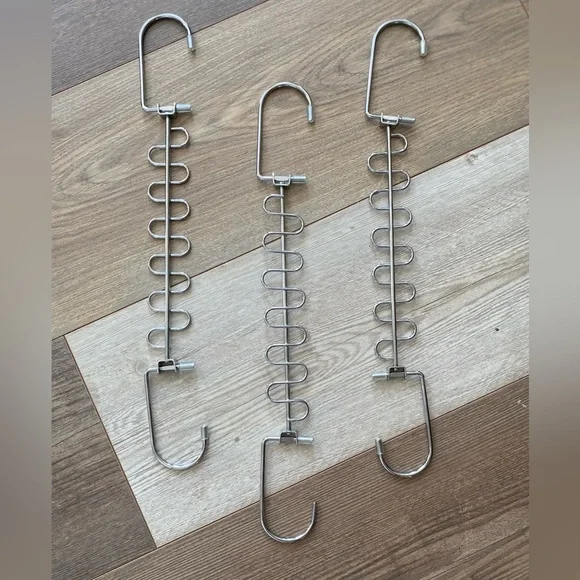 (3) SET SPACE SAVING METAL CHAIN 12 SLOT CASCADING CLOTHING HANGERS