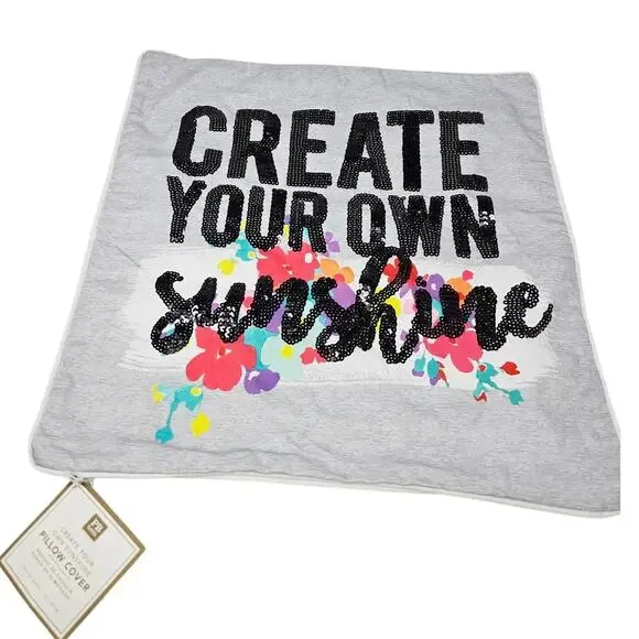 NEW Pottery Barn Teen 18x18 Pillow Cover Cotton Create Your Own Sunshine