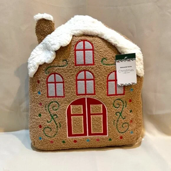NWT Kirkland's Home Christmas 14 inch Gingerbread House Pillow