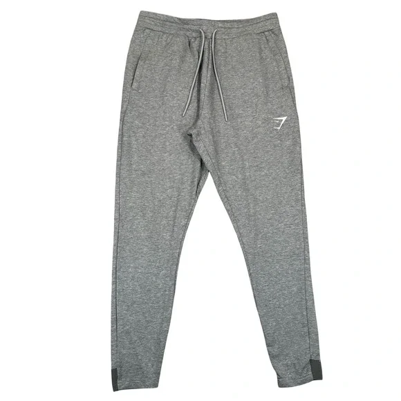 Gymshark Crest Joggers Men Medium Slim Tapered Grey Marl Sweatpants Gym Training
