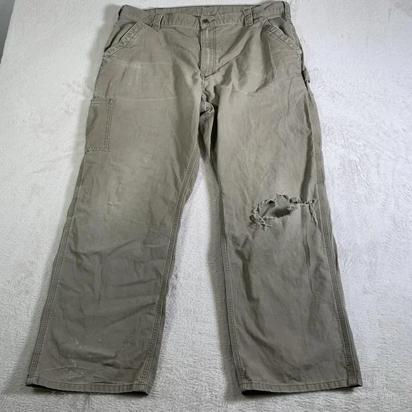 Carhartt Pants Mens 40x30 Tan B151 Loose Original Fit Work‎ Carpenter Canvas