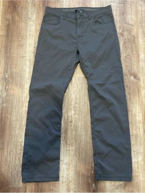 Prana Brion Slim Fit Pants Mens 34x32 Brown Hiking Outdoors Nylon Stretch