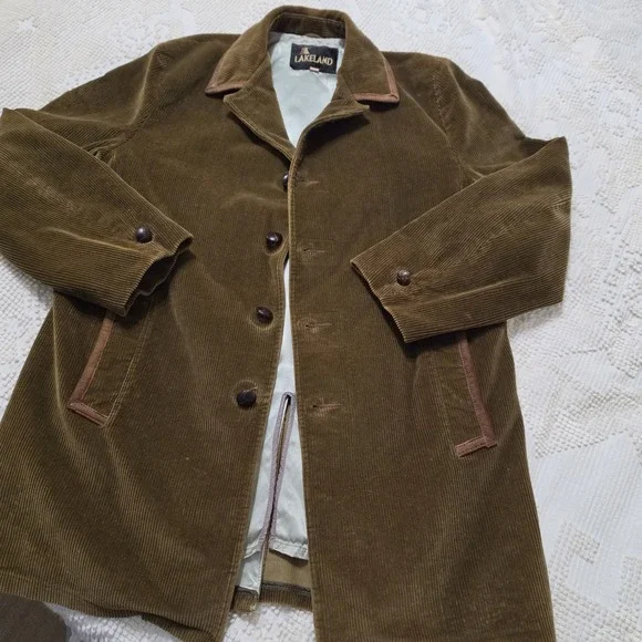 Vintage Lakeland Brown Corduroy Jacket Mens 44 Long Lined Car Coat Retro 70s