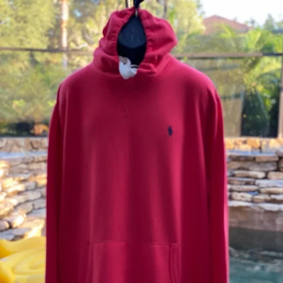 Polo Ralph Lauren Red Small‎ Pony Hoodie Men M Lightweight Pullover New