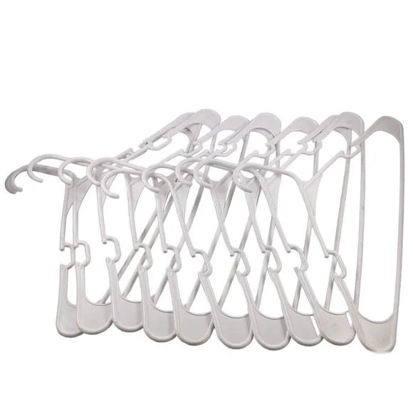 10 White Plastic Hangers for Dresses, Tops and Sweaters