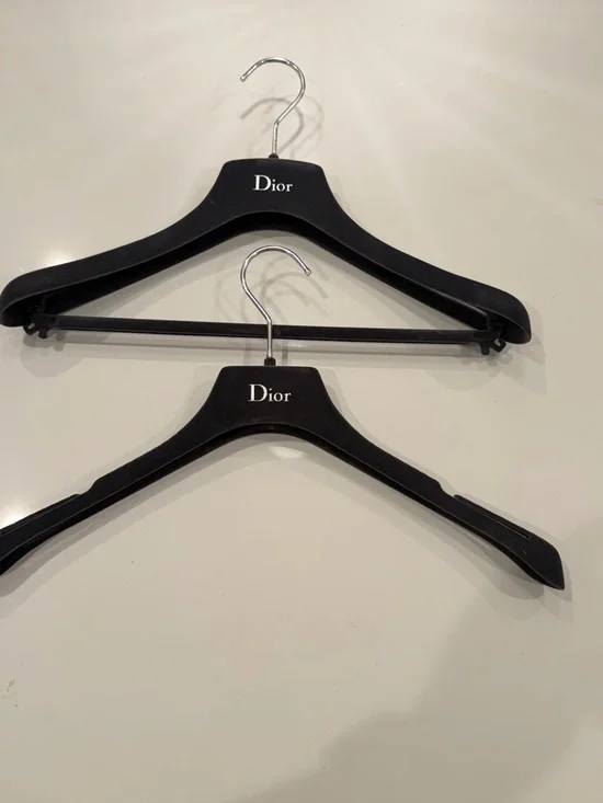 Dior Black Velvet Hangers with Silver Hooks - Pair