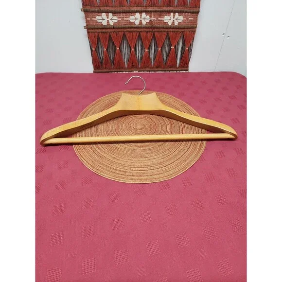 Vintage Nevco Contoured XL Wooden Coat Hanger 20 In Made In Yugoslavia 1950s