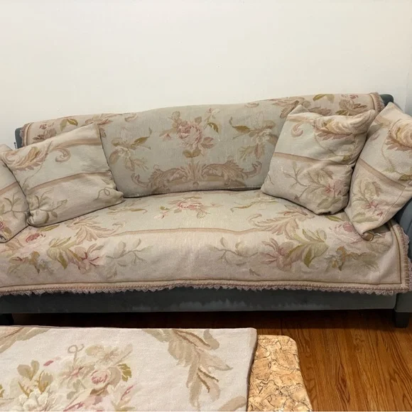 Hand made wool Aubusson Sofa Cover Set Perfect for beige sofa
