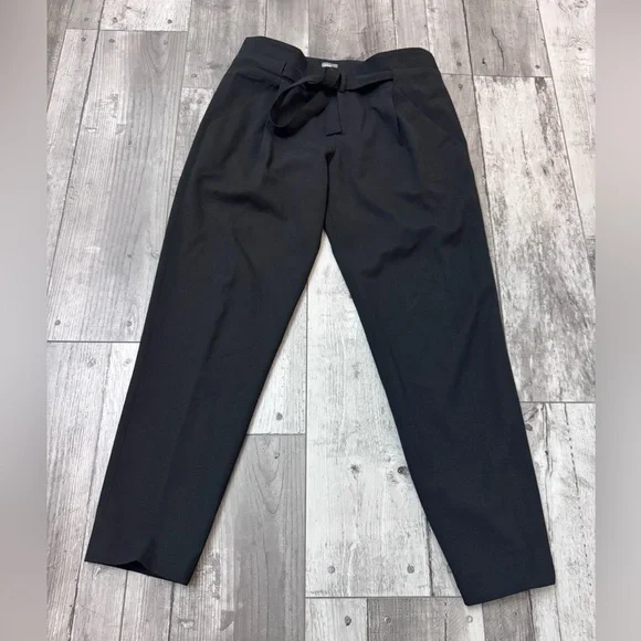 VINCE Women’s Wool Blend Tapered Cigarette Leg Crop Pants Size 2 Black Tie
