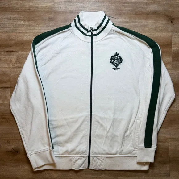 Vintage Polo Ralph Lauren Track Jacket Mens XXL White Full Zip MMIX Crest Logo
