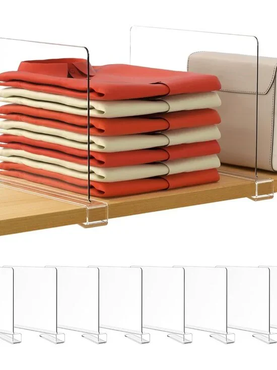 Multi-Functional Clear Acrylic Shelf Dividers - Perfect for Bedroom and Kitchen