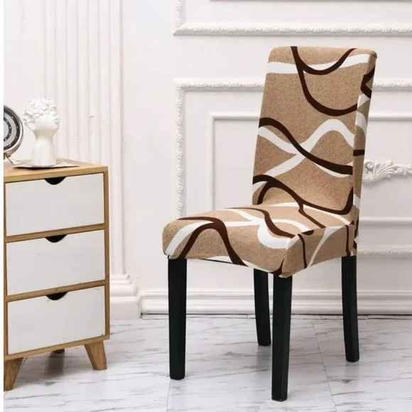 🩷. 7057. Modern Brown and White Patterned Chair Cover