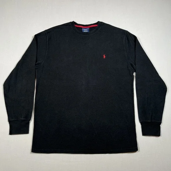 Polo Ralph Lauren Men's Black Waffle Knit Thermal Long Sleeve T-Shirt Size L