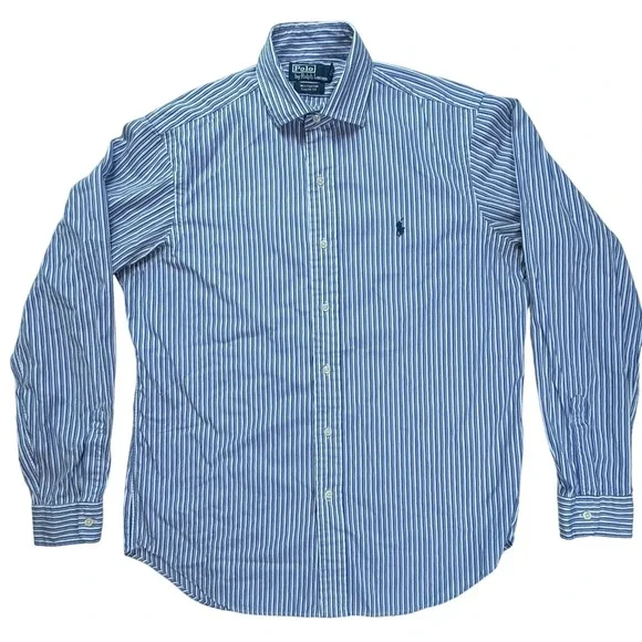 Polo Ralph Lauren Westerton Classic Fit Blue White Striped Cotton Shirt Mens M