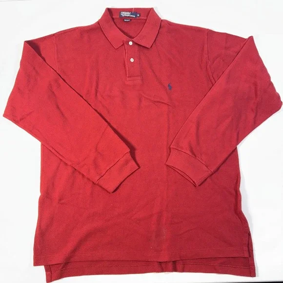 Ralph Lauren Polo Shirt Mens Extra Large Red Long Sleeve Pullover Pony Vintage