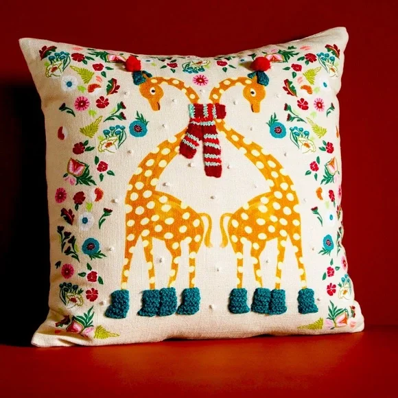 Giraffe Holiday Pillow