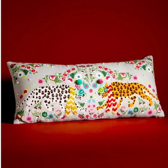 Anthropologie Holiday Cheetah pillow collectible