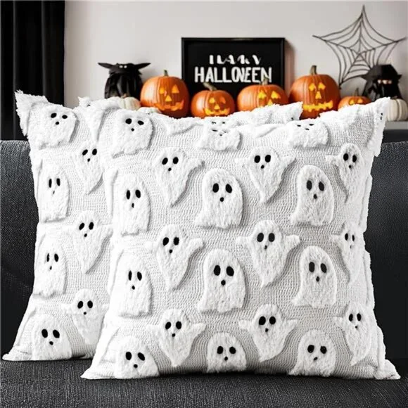 Halloween Pillow Covers Cute Ghost Spooky Fall Throw Pillows Set of 2