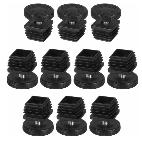 30mm x 30mm Black L & W Adjustable Furniture Leveling Feet 10 Pack