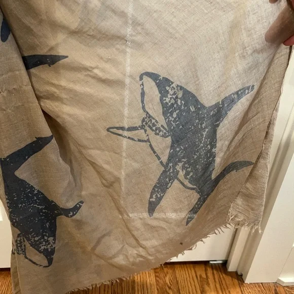 Shark Print Tan and Blue Scarf