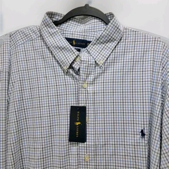 NWT Polo Ralph Lauren Performance Shirt Mens 2XB 2TG Gingham Check‎ Long-Sleeve
