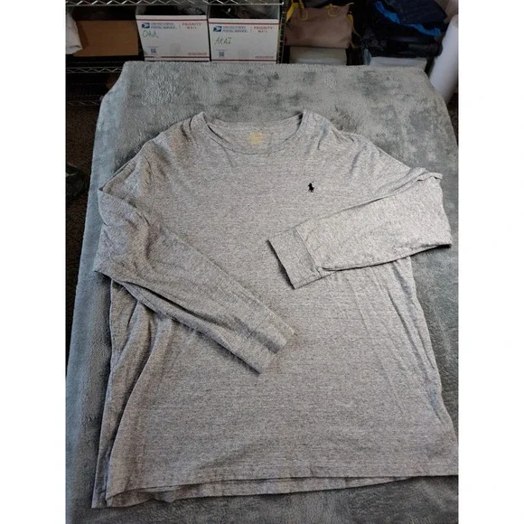 Polo Ralph Lauren Mens XL Classic Fit Long Sleeve T-Shirt Heather Gray Pony Logo