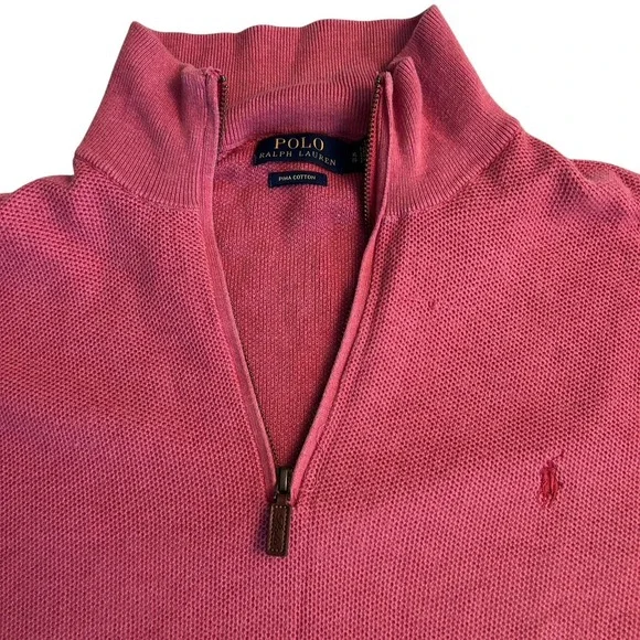 Polo Ralph Lauren Quarter Zip‎ Men's Sweater Size XL Coral Preppy Pima Cotton