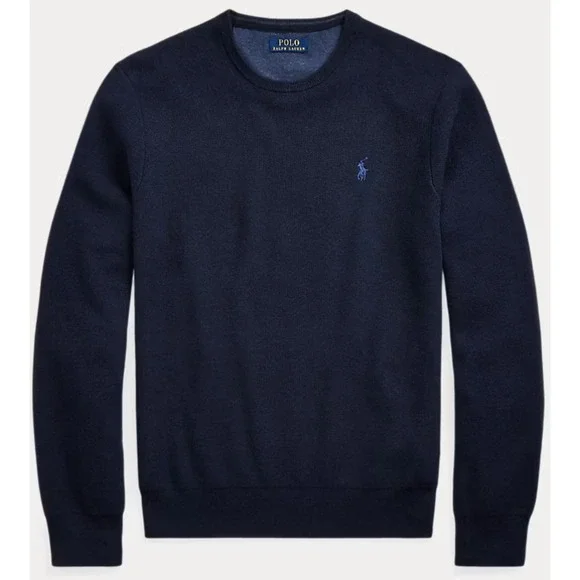 Polo Ralph Lauren Mens Size S Mesh-Knit Cotton Crewneck Sweater Navy Classic NWT