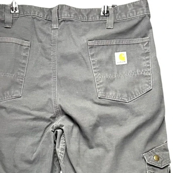 Carhartt Cargo Pants B342GVL Mens 37x33 Gray Cotton Ripstop Workwear Utility