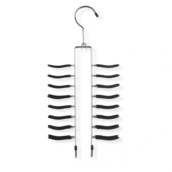 Chrome Plated Steel Tie Hanger PVC Coated Non-Slip Tie Organizer with Belt Hooks