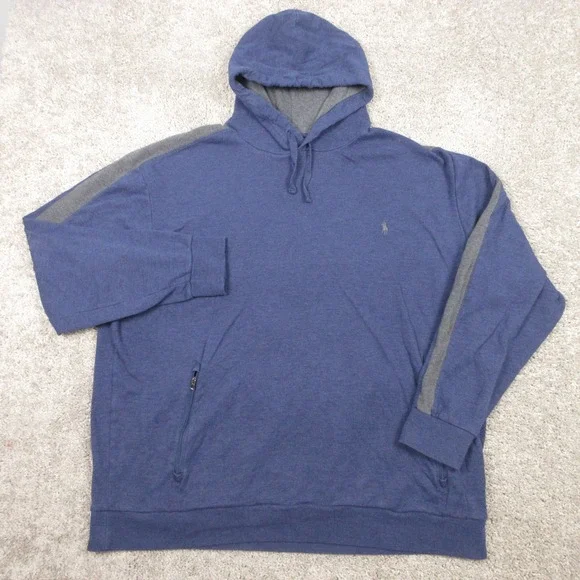 Polo Ralph Lauren Sweater Mens 2XLT Blue Gray Pony Pullover Hoodie Sweatshirt