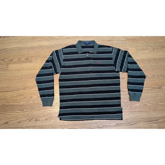 Polo Sport Rugby Shirt Men's Medium Multicolor Striped Long Sleeve Polo