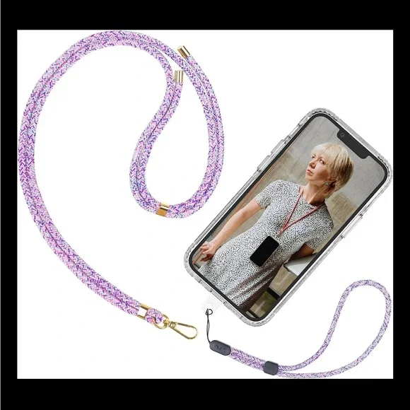 purple Adjustable Crossbody Patch Phone Lanyard Wrist Strap Cell Phone