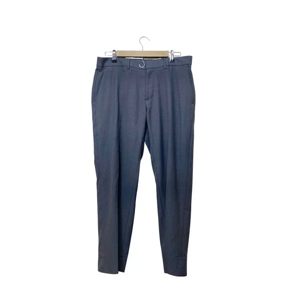 Mens Charcoal Gray Flat Front Haggar Dress Pants Recycled Blend Trousers 34x30