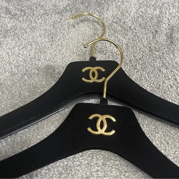 CHANEL Black Velvet Hangers, Set of 2