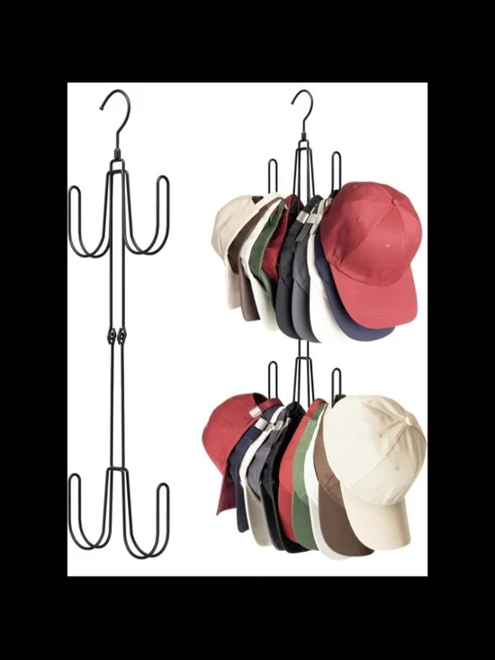 Black Metal Foldable Portable Hat Rack Organizer