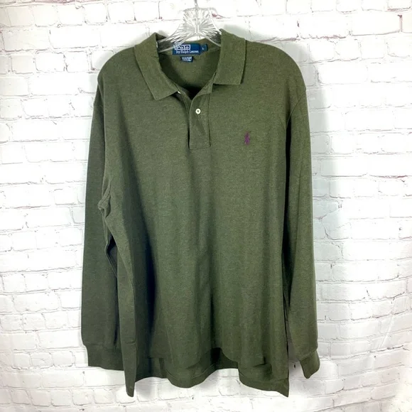 Polo by Ralph Lauren Iconic Mesh Long Sleeve Knit Shirt Mens Size‎ Large Green