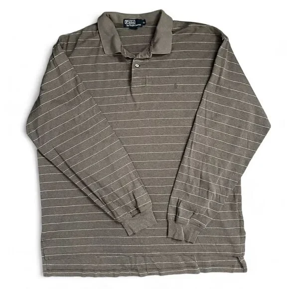 Polo Ralph Lauren Men's Brown‎ Striped Long Sleeve Shirt Size XL
