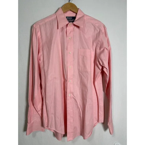 Polo Ralph Lauren Andrew Classic Fit‎ Pink Herringbone Cotton Shirt 15.5 - 34/35