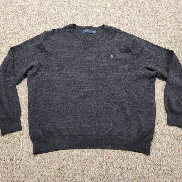 Polo Ralph Lauren Sweater Mens 2XL Charcoal Gray Crewneck Knit Pullover Pony XXL