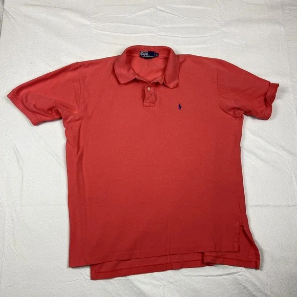 VTG Polo Ralph‎ Lauren Polo Shirt Red Cotton Short Sleeve Blue Pony Men SIze XL