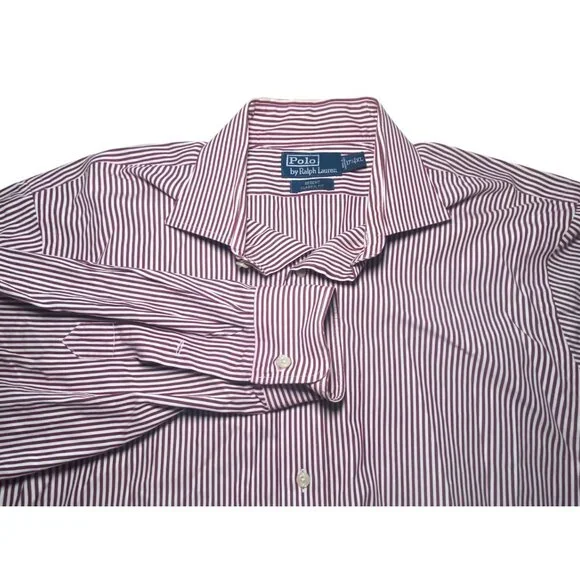 Polo Ralph Lauren Mens Regent Classic Fit Red‎ & White Striped Button-Up