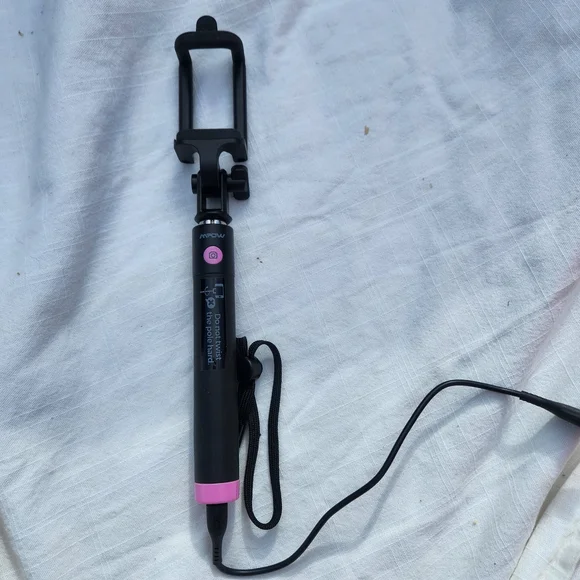 Black and Pink Selfie Stick with Remote