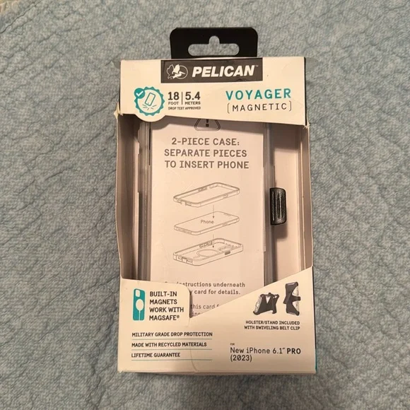 New Pelican iPhone 15 Pro case Black holster with clear case