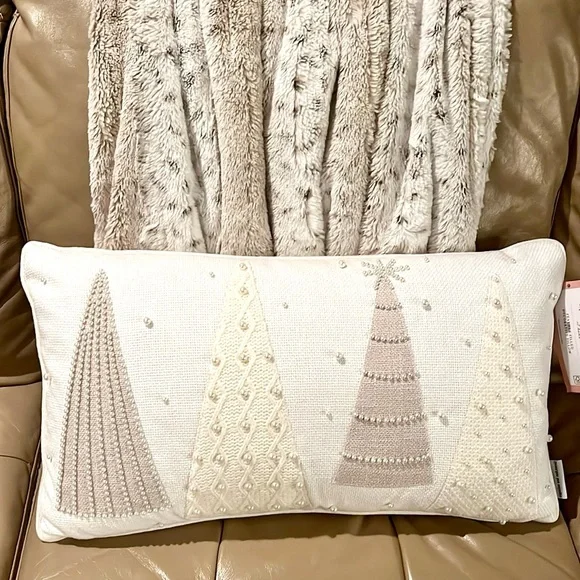 Cupcakes and Cashmere Pearl Beaded Christmas Tree Pillow