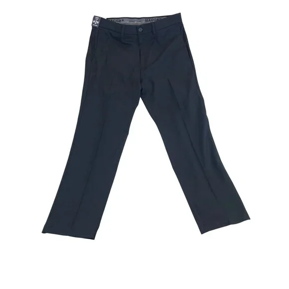Haggar Mens Black Straight Fit Pants With Flex Waistband Sz 36x32 - New