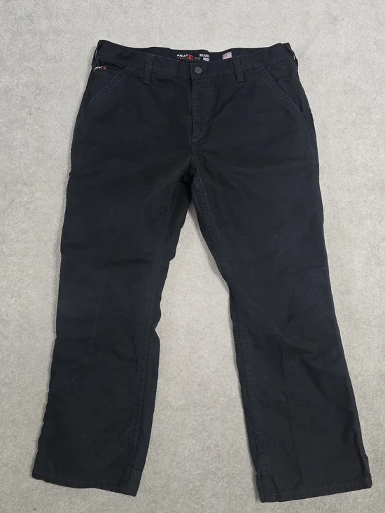 Ariat Flame Resistant Black Relaxed Boot Pants Mens Size 38/32