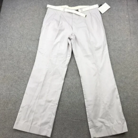 Vintage Par Four Pants Men 36x30 Gray Visa Easy Care Belted Poly Cotton Golf USA