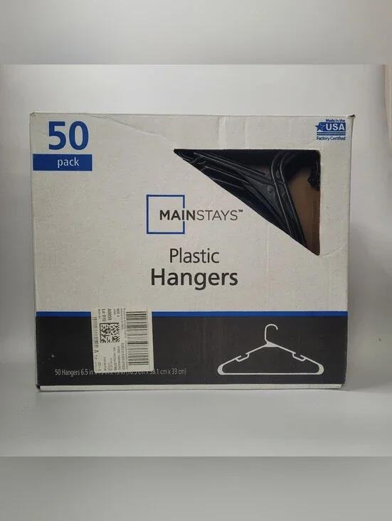 Mainstays Black Plastic Hangers 50 Pack